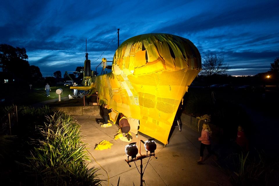 Local Murray Arts artists showed their creativity - when they 'yarn bombed' the Holbrook Submarine.